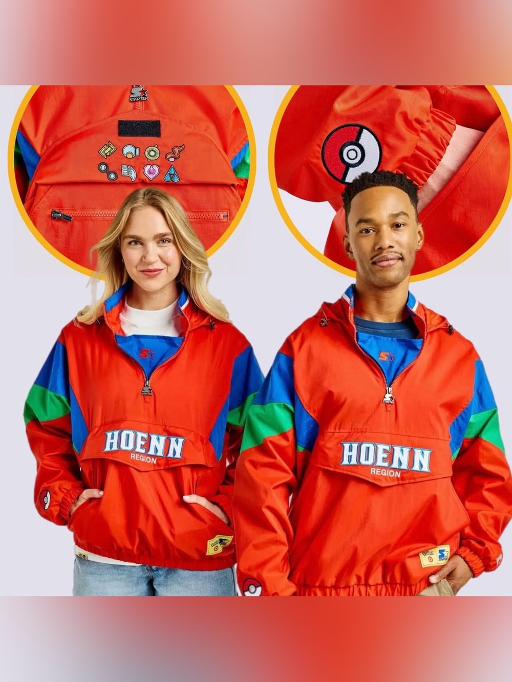 Target Pokemon Starter Pullover Jacket Red Hoenn Region size M NEW Blue Green